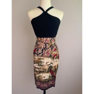 Vintage 1990s Skirt Midi Quail Fall Colors Size Small Brocade Paisley High Waist
